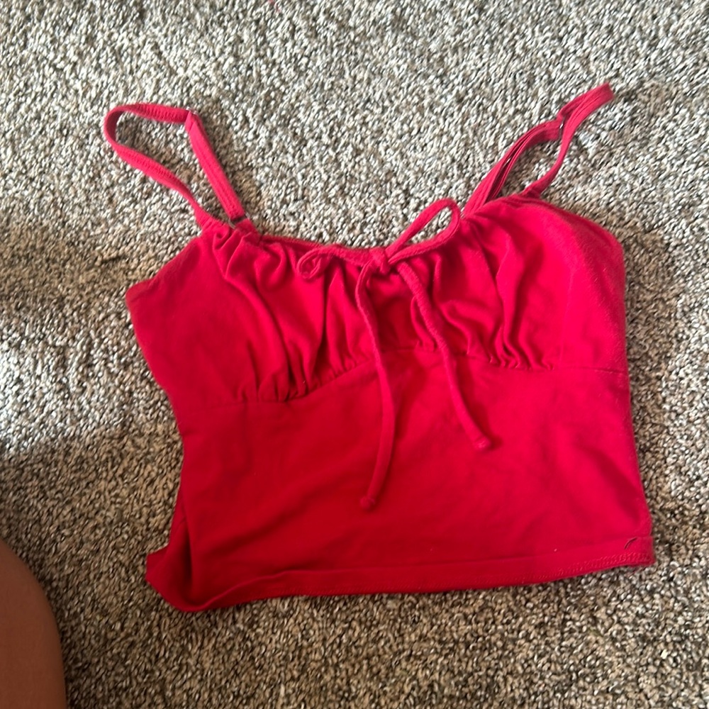 Hollister red crop top with bow